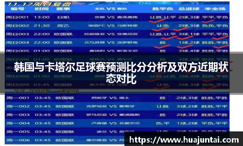 韩国与卡塔尔足球赛预测比分分析及双方近期状态对比